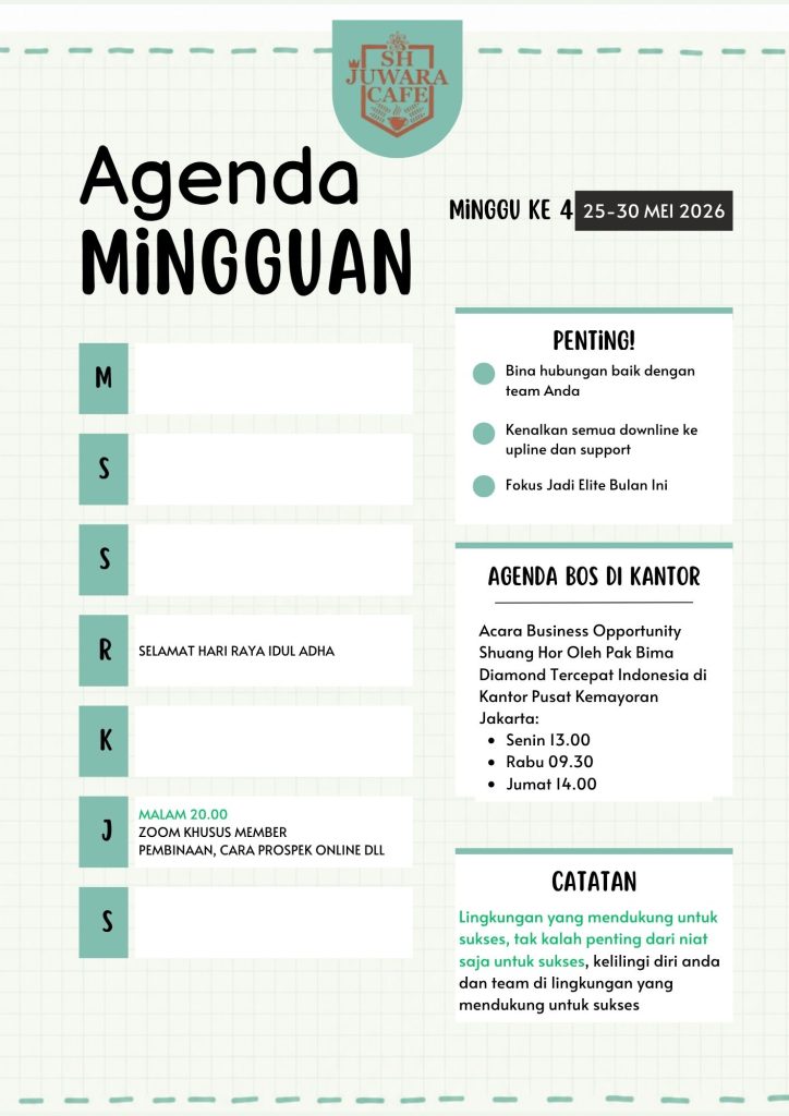 Agenda Event & Zoom Kopi Juwara Minggu Ini