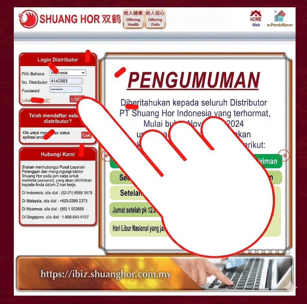 gambar login Shuang Hor Indonesia khusus login mitra melalui tautan resmi