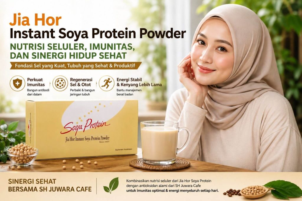 Kemasan resmi Jia Hor Instant Soya Protein Powder dari Shuang Hor Indonesia untuk pemenuhan nutrisi protein harian